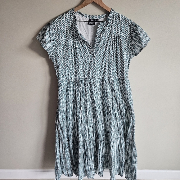 Madison Mathews Chevron Printed Midi Ankle Length Dress - Picture 3 of 13